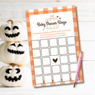Söt liten pumpa baby shower bingo kort