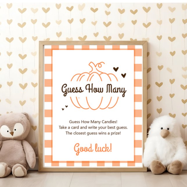 Söt liten pumpa baby shower gissningslek skylt (Skapare uppladdad)