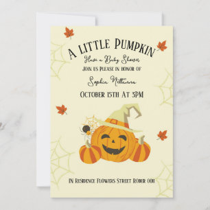 Söt liten pumpa baby shower-kort halloween inbjudningar