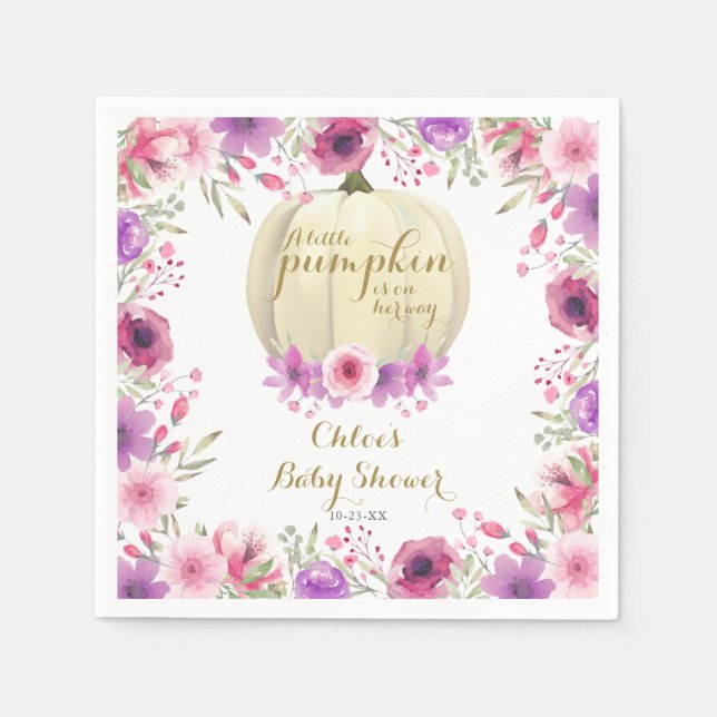 Söt liten pumpa blommande baby shower pappersservett (Framsidan)