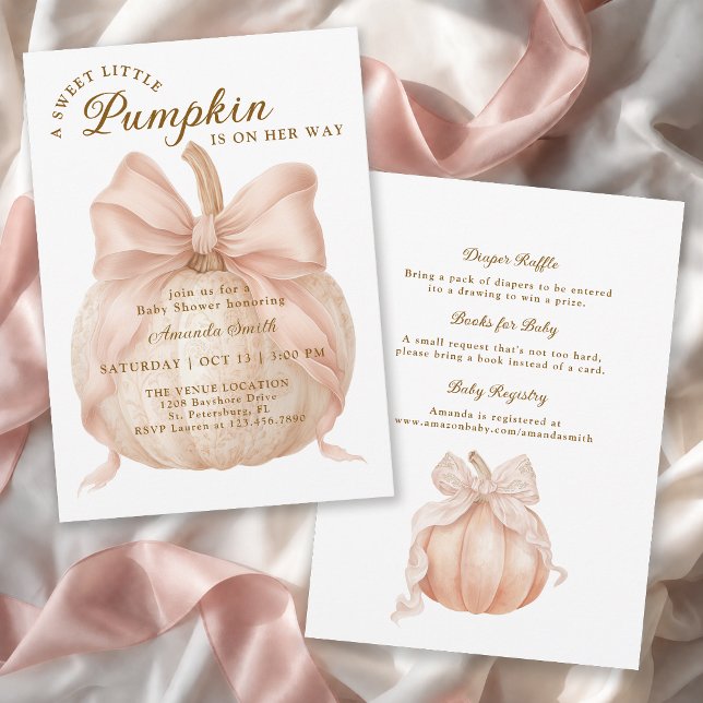 Söt Liten Pumpa Bow Baby Shower Inbjudningar (Skapare uppladdad)