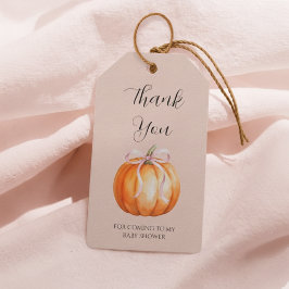 Söt liten pumpa flicka baby shower presentetikett