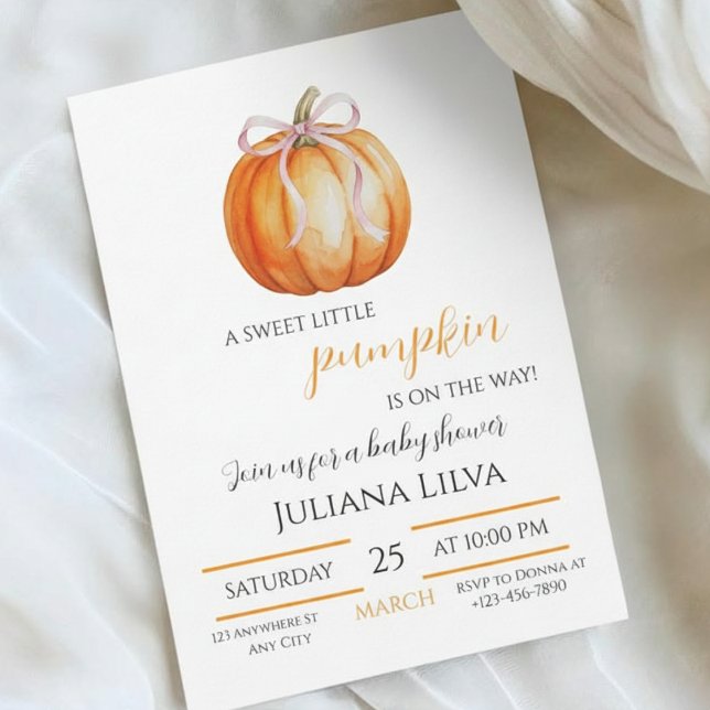Söt Liten Pumpa Flicka Bebis Shower  Inbjudningar (Sweet Little Pumpkin Girl Baby Shower Invitation
)