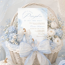 Söt Liten Pumpa Höst Blå Baby Shower