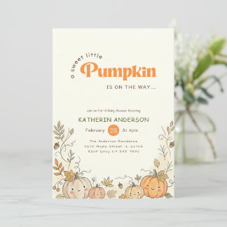Söt Liten Pumpa på Väg Babykalas Inbjudningar