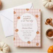 Söt liten pumpa på väg Rutig baby shower