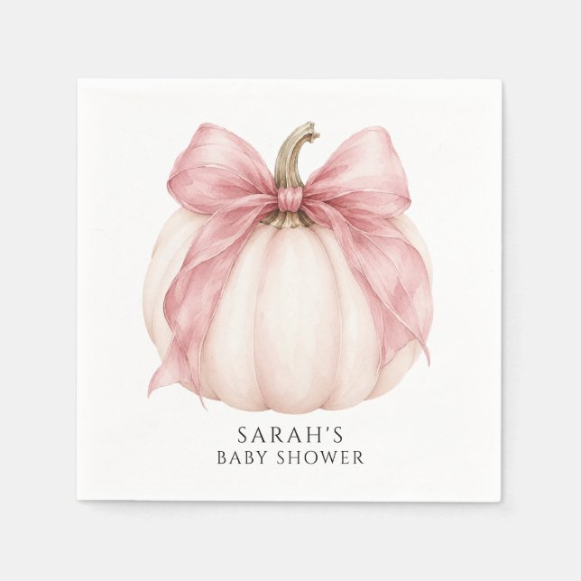 Söt Liten Pumpa & Rosa Slinga Barnkalas Pappersservett (Framsidan)