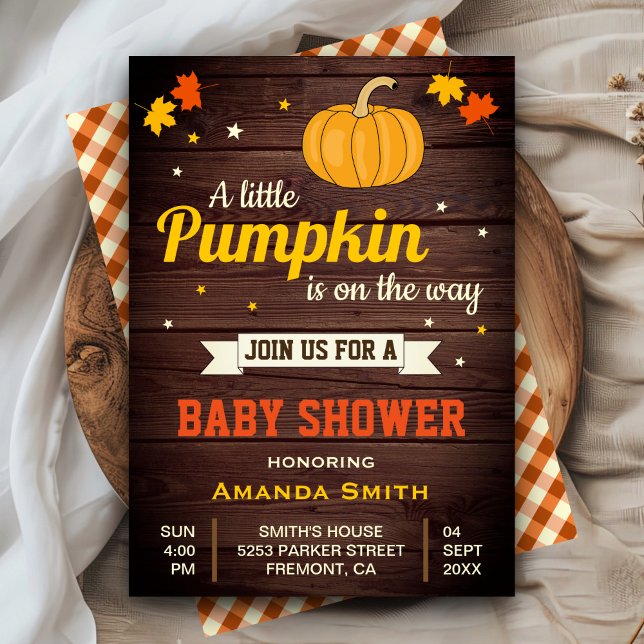 Söt liten pumpa rustik baby shower inbjudan (Skapare uppladdad)