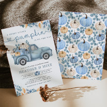 Söt liten Pumpkin Blue Autumn Shower