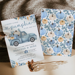 Söt liten Pumpkin Blue Autumn Shower Inbjudningar