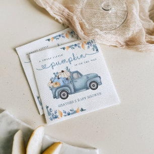 Söt liten Pumpkin Blue Autumn Shower Pappersservett