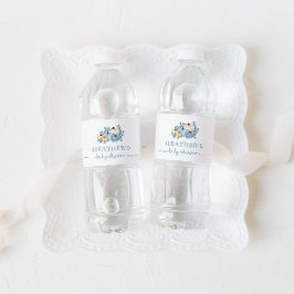 Söt liten Pumpkin Blue Autumn Shower Vattenflaskor Etikett