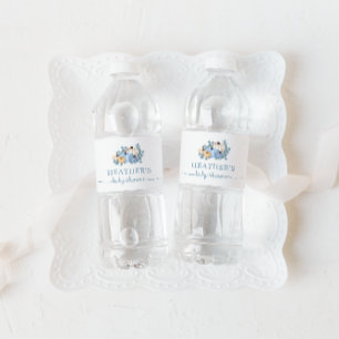 Söt liten Pumpkin Blue Autumn Shower Vattenflaskor Etikett