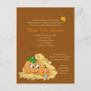 Söt liten Pumpkin Fall Baby Shower-inbjudan Inbjudan Vykort
