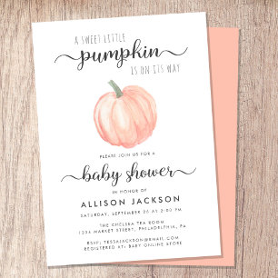 Söt liten Pumpkin-Orange Vattenfärgsbabyskor Inbjudningar