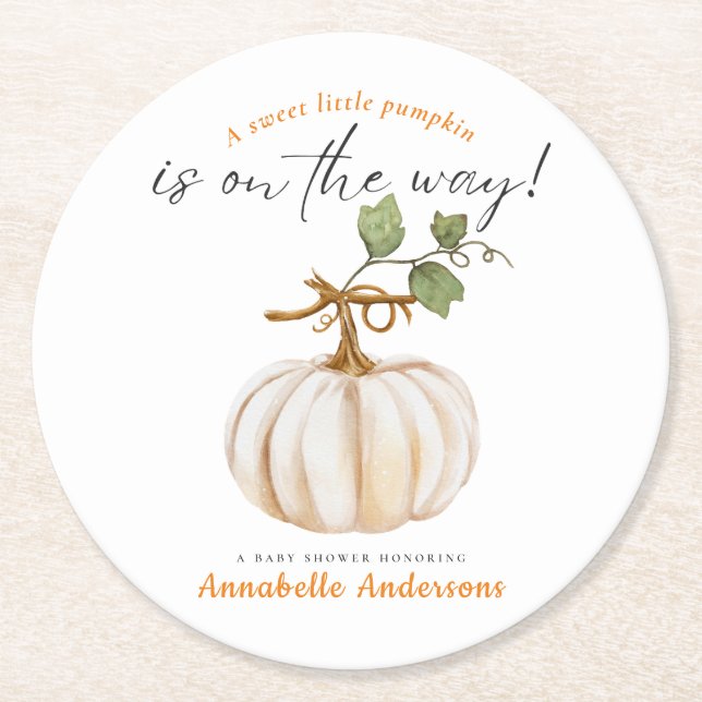 Söt liten Pumpkin på sättet Babyskabruk Underlägg Papper Rund (Framsidan)
