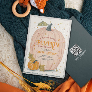 Söt liten Pumpkin Watercolor Baby Shower Inbjudningar