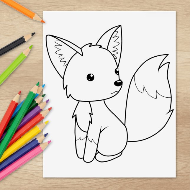 Söt Liten Räv Färgläggningsbild Stämpel (Skapare uppladdad)