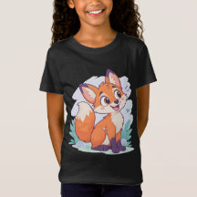 Söt Liten Räv Illustration Barn T-Shirt
