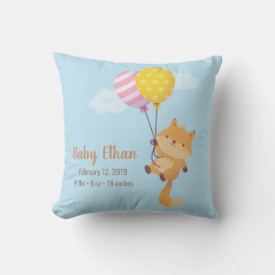 Söt liten räv med ballonger Baby Nursery-dekor Kudde