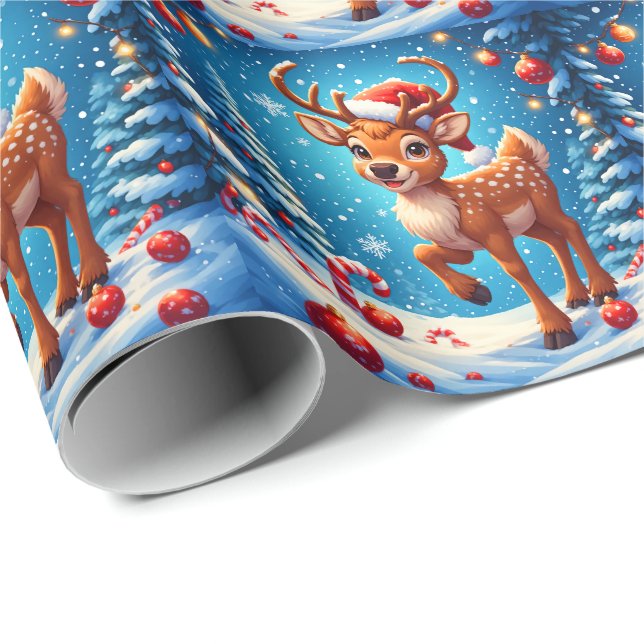 Söt Liten Ren Jul Tomte Hatt Vinter Presentpapper (Rullad Hörn)