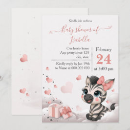 Söt liten sebra baby shower inbjudan