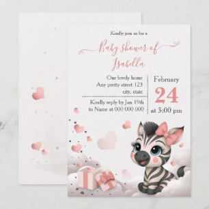 Söt liten sebra baby shower inbjudan