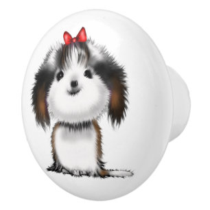 Söt liten Shih Tzu-valpillustration Knopp
