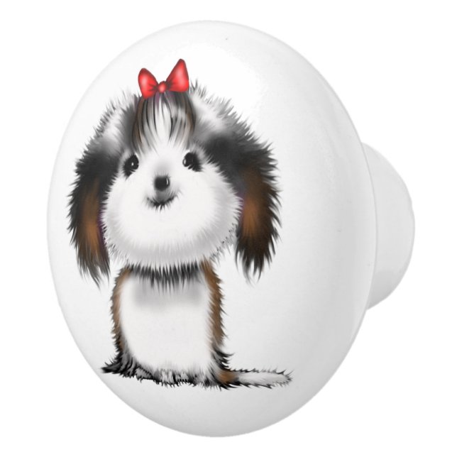 Söt liten Shih Tzu-valpillustration Knopp (Höger)