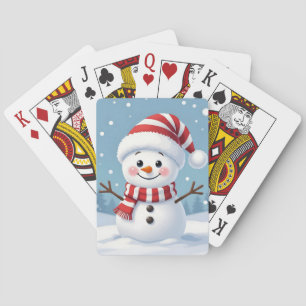 Söt liten snöman med halsduk och hatt casinokort