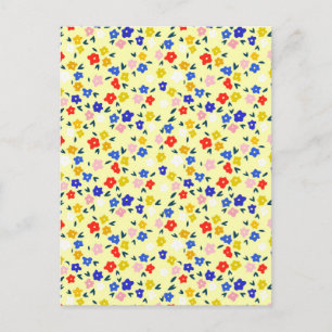 Söt Liten Snygg Blommig på Pastellgul Vykort