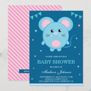 Söt Liten Socker Mus Bebis Babyshower Inbjudningar