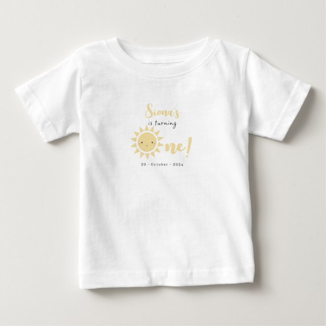 Söt liten solsken 1-årsdag Baby T-Shirt (Framsida)