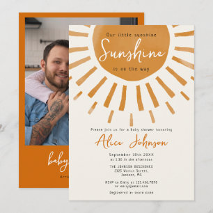 Söt liten solsken Boho fotobarnkalas Inbjudningar