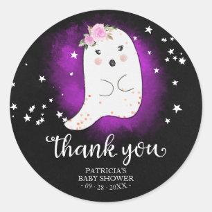 Söt Liten Spök Halloween Baby Shower Tack Runt Klistermärke