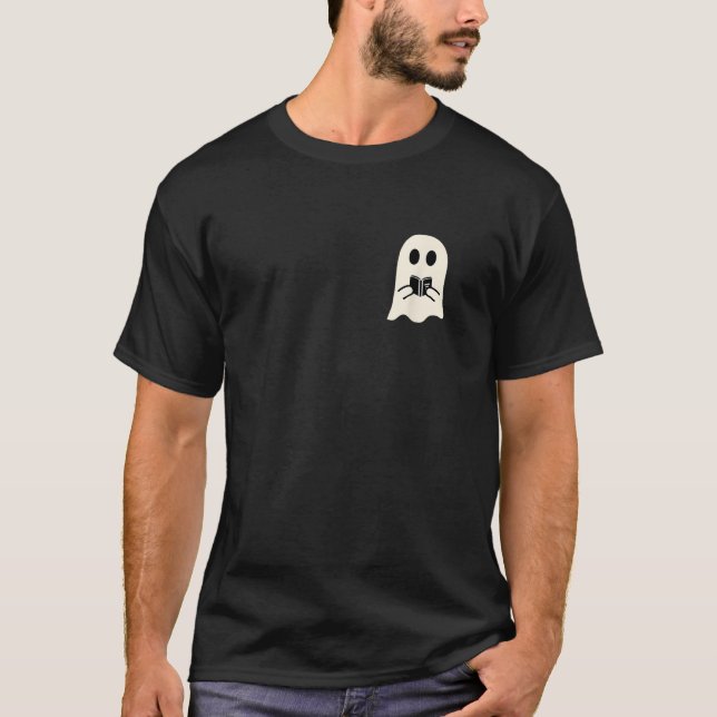 Söt Liten Spök Läsbok Halloween  T Shirt (Framsida)