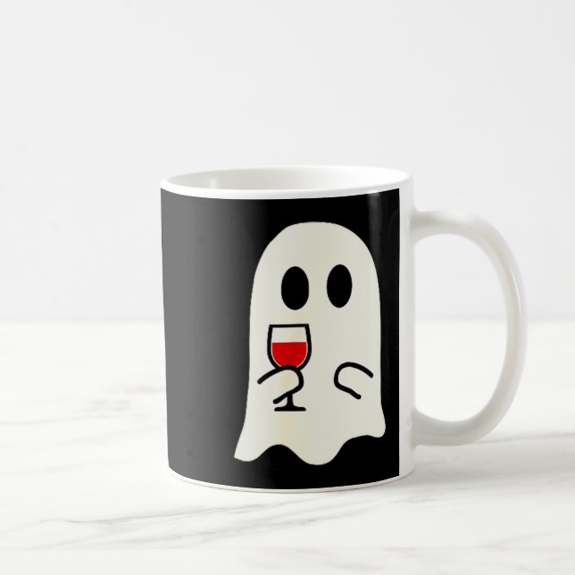Söt Liten Spöke Röd Vin Gl Halloween  Kaffemugg (Höger)