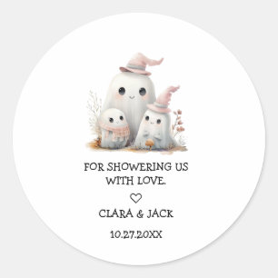 söt liten spökflicka Första Halloween Baby shower Runt Klistermärke