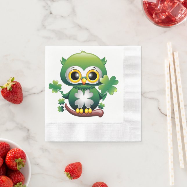 Söt liten St. Patrick-seriefigur för uggla Pappersservett (Insitu)
