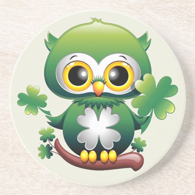 Söt liten St. Patricksdag ugglan tecknad film Underlägg (Framsidan)