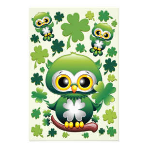 Söt liten St. Patricksdag-ugglekartong Fototryck