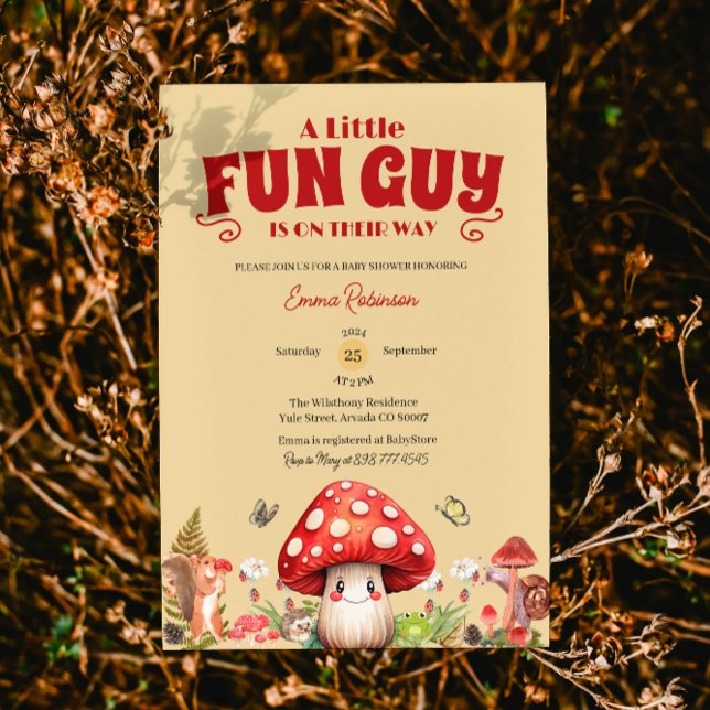Söt liten svamp höst snigel svamp baby shower inbjudningar (mushroom baby shower invitations rustic woodland forest whimsical enchanted snail forest littlefungi)