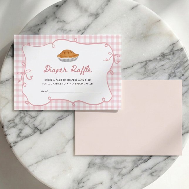 Söt Liten Tårta Rosa Gingham Blöja Lotteri Kort (Skapare uppladdad)