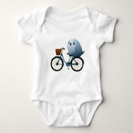 Söt liten tecknad säl på en cykel t shirt