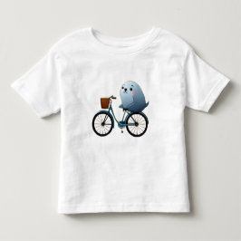 Söt liten tecknad säl på en cykel t shirt