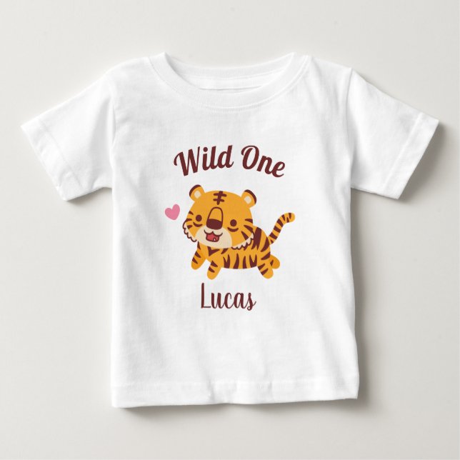 Söt liten tiger, vild en kul t shirt (Framsida)