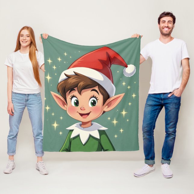 Söt liten tomte med julhatt fleecefilt (På plats)