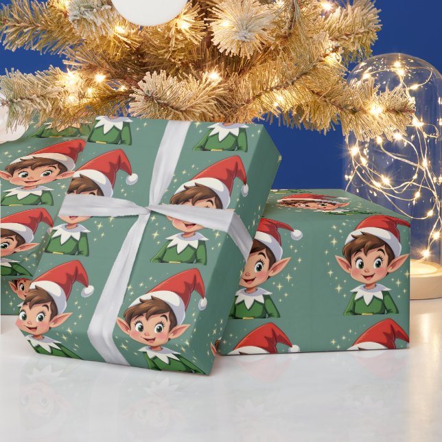 Söt liten tomte med julhatt presentpapper (Helgdagar)