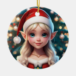 Söt liten tomtens julalf julgransprydnad keramik