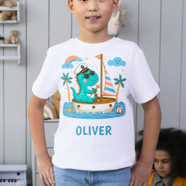 Söt liten Trex nautisk segelbåtskapten T Shirt